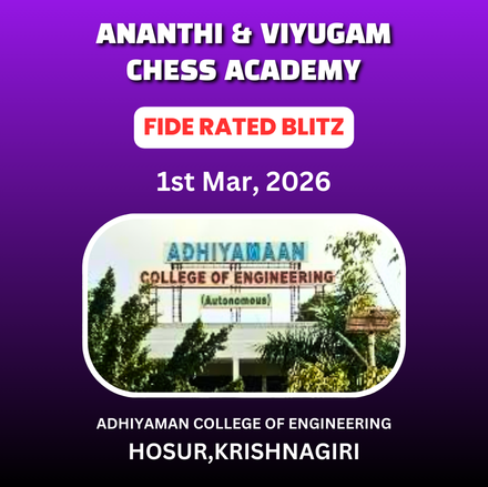 ⭐ANANTHI & VIYUGAM CHESS ACADEMY⭐1st INTERNATIONAL FIDE RATED BLITZ OPEN CHESS TOURNAMENT 2026